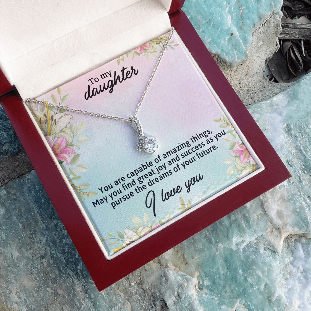 TO MY DAUGHTER, I LOVE YOU, LOVE KNOT NECKLACE WITH MESSAGE CARD, BIRTHDAY AND DAUGHTERS DAY GIFT FOR HER
