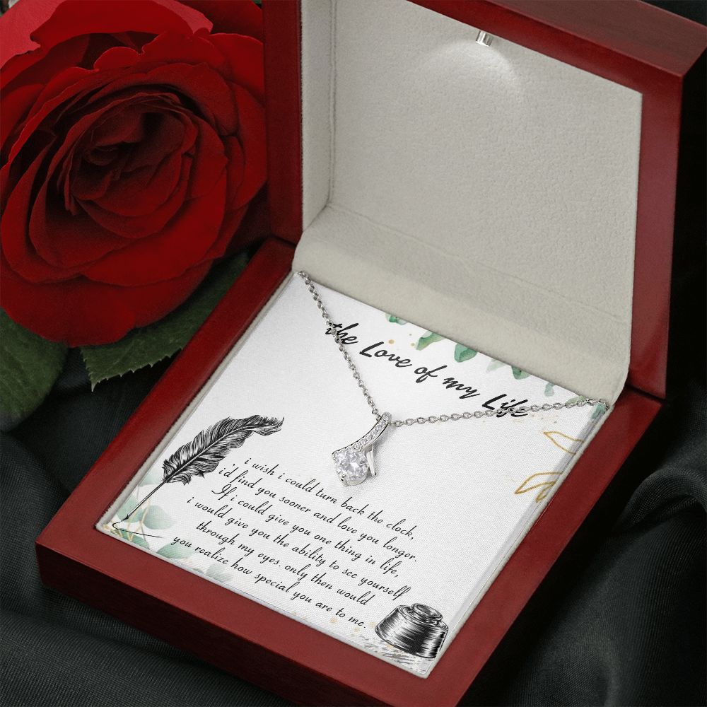 THE LOVE OF MY LIFE, SOULMATE NECKLACE WITH MESSAGE CARD, BIRTHDAY GIFT FOR HER