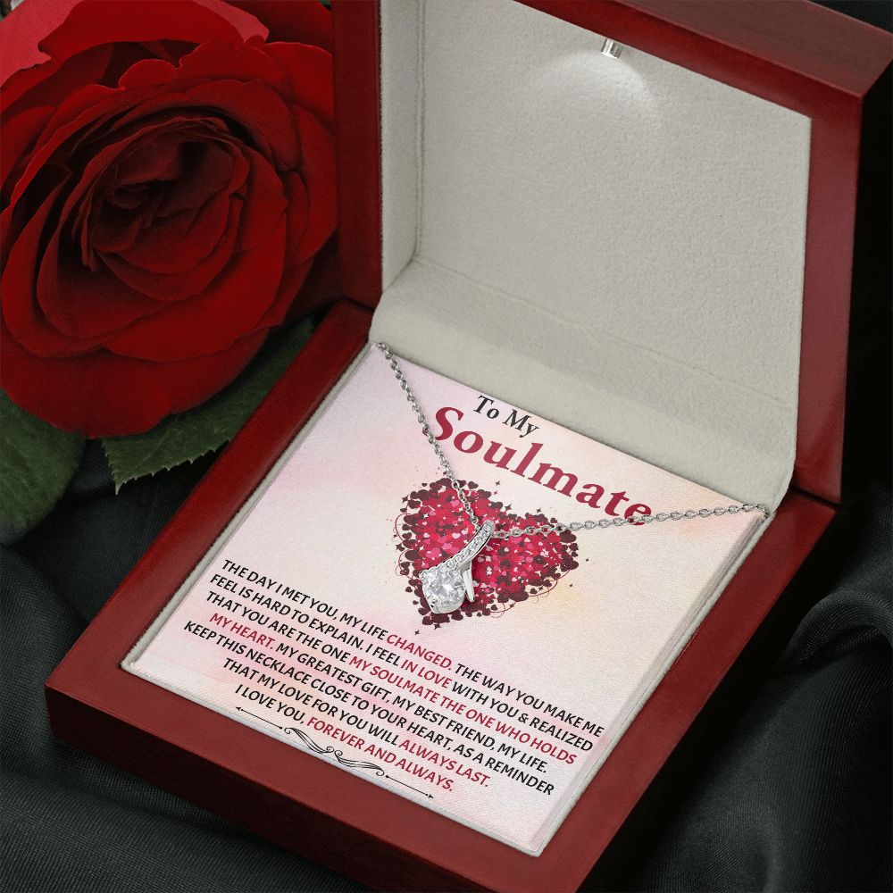 Alluring Beauty Necklace, To My Soulmate Necklace With Message Card, Birthday Gift For Her