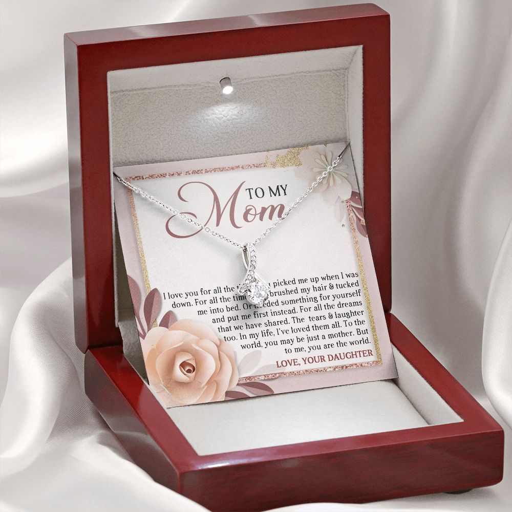 DEAR MOM, ALLURING BEAUTY NECKLACE FOR MOM, NECKLACE WITH MESSAGE CARD, MOTHER'S DAY GIFT FOR HER, FROM DAUGHTER