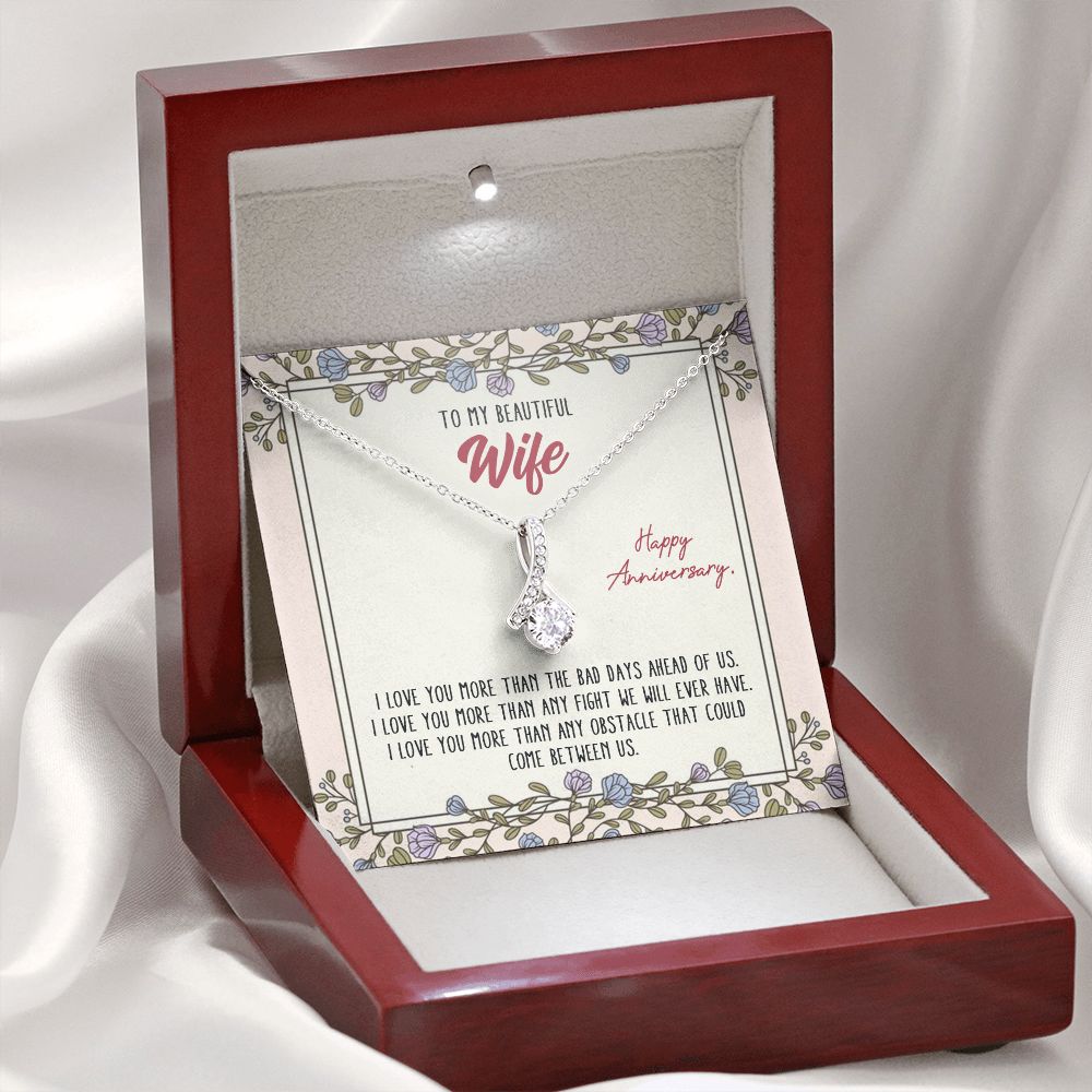 To My Anniversary Wife, Alluring Beauty Necklace, For Bride To Be, Necklace With Message Card, Gift For Her
