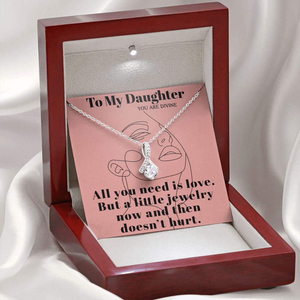 TO MY DAUGHTER YOU ARE DIVINE, ALLURING BEAUTY NECKLACE FOR DAUGHTER WITH MESSAGE CARD, BIRTHDAY AND DAUGHTER'S DAY GIFT