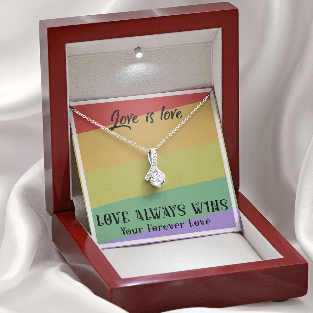 LOVE IS LOVE, ALLURING BEAUTY NECKLACE FOR SOULMATE, FOR YOUR LGBTQ PARTNER, WITH MESSAGE CARD, PRIDE NECKLACE,