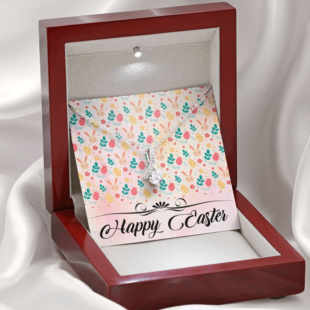 HAPPY EASTER, ALLURING BEAUTY NECKLACE WITH MESSAGE CARD, EASTER GIFT FOR DAUGHTER, GRANDKIDS, TODDLERS,SISTER
