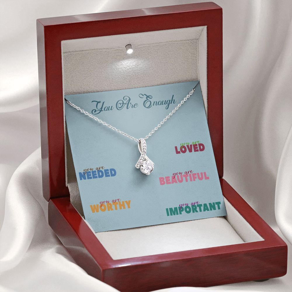 YOU ARE ENOUGH, ALLURING BEAUTY NECKLACE FOR FRIENDS AND FAMILY, BIRTHDAY GIFT FOR HER, MOTIVATE YOUR LOVED ONES WITH THIS BEAUTIFUL MESSAGE CARD