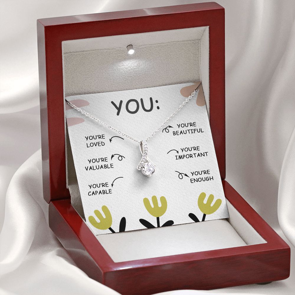 YOU'RE BEAUTIFUL, ALLURING BEAUTY NECKLACE, MOTIVATE YOUR LOVED ONES WITH THIS BEAUTIFUL MESSAGE CARD, UNIQUE GIFT FOR FRIENDS AND FAMILY