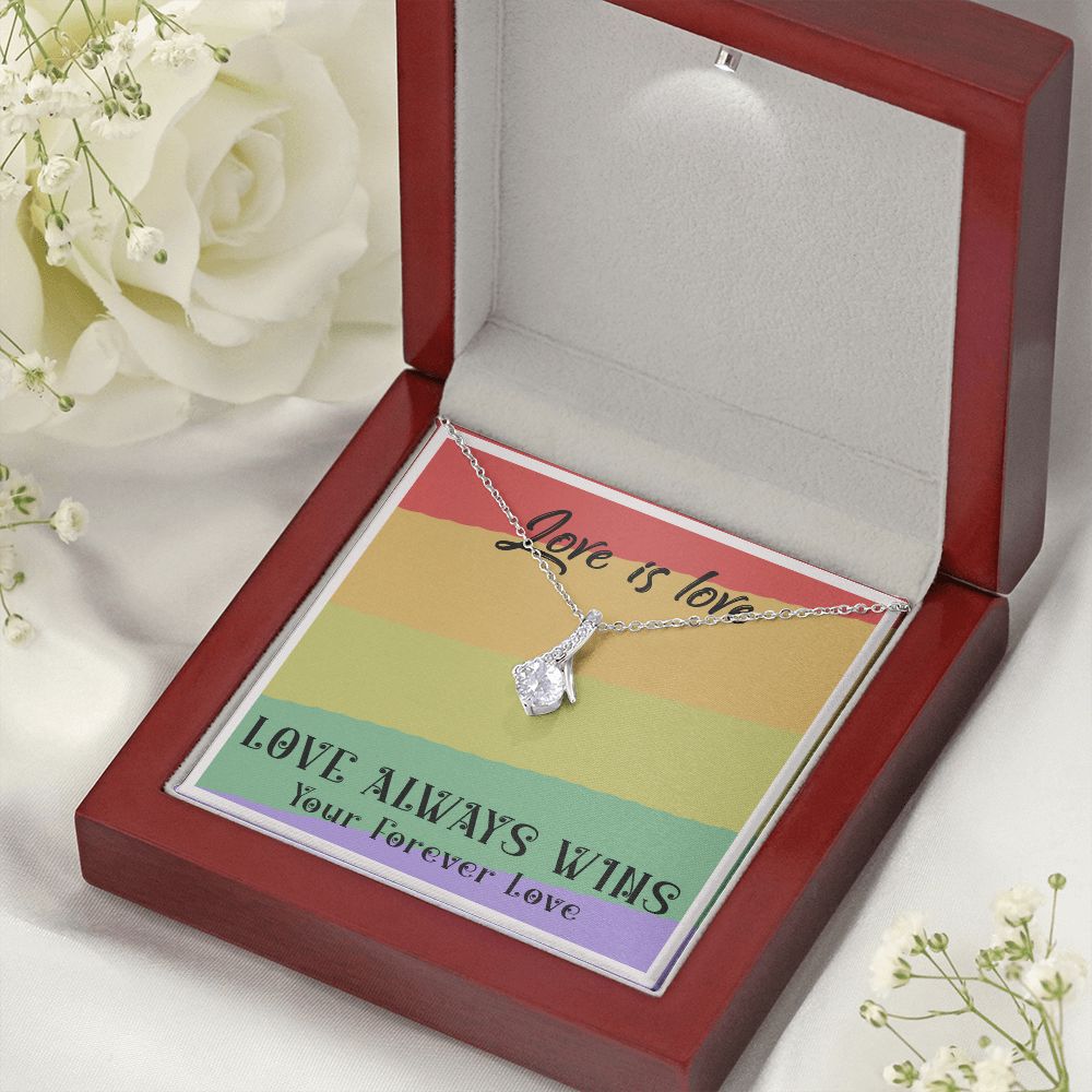 LOVE IS LOVE, ALLURING BEAUTY NECKLACE FOR SOULMATE, FOR YOUR LGBTQ PARTNER, WITH MESSAGE CARD, PRIDE NECKLACE,