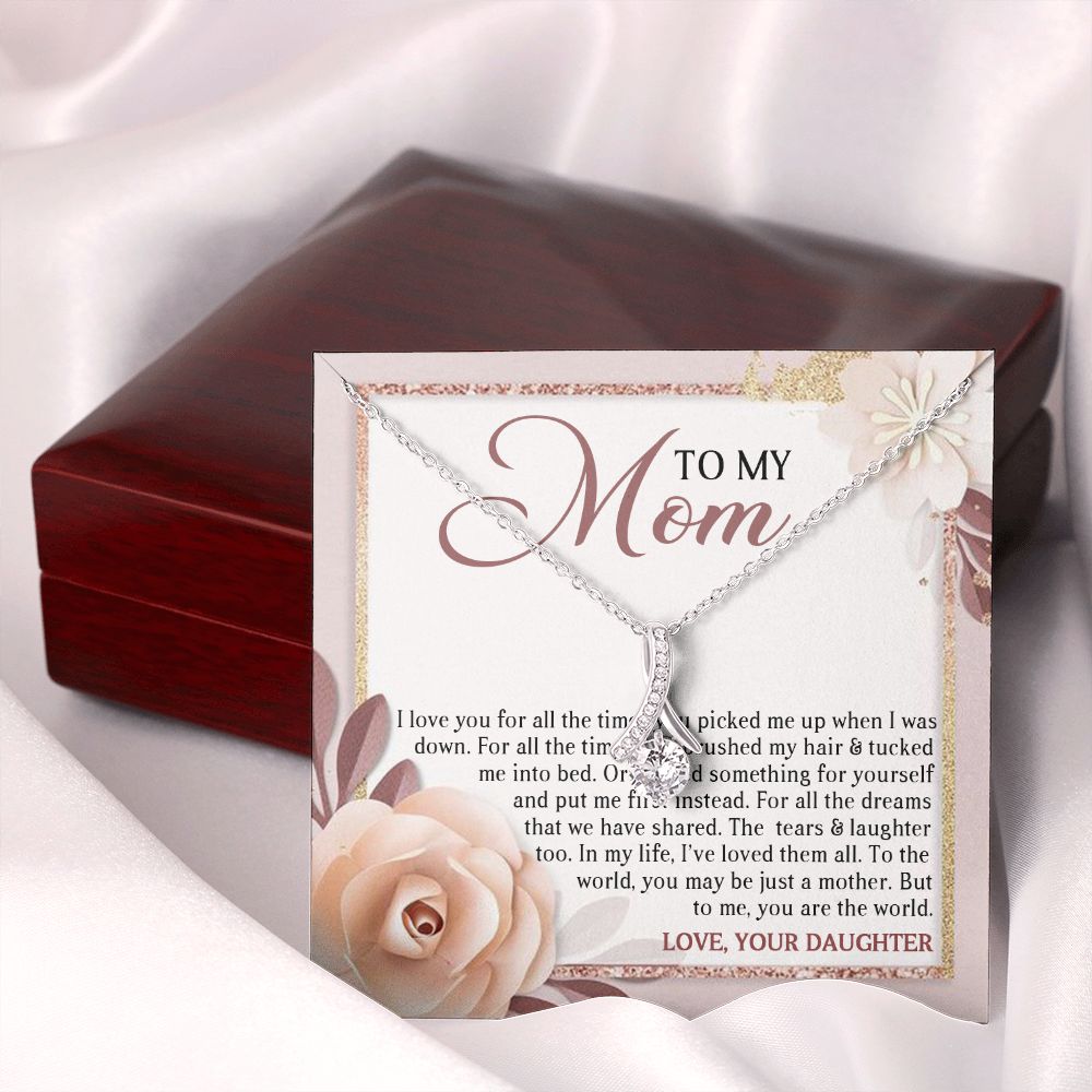 DEAR MOM, ALLURING BEAUTY NECKLACE FOR MOM, NECKLACE WITH MESSAGE CARD, MOTHER'S DAY GIFT FOR HER, FROM DAUGHTER