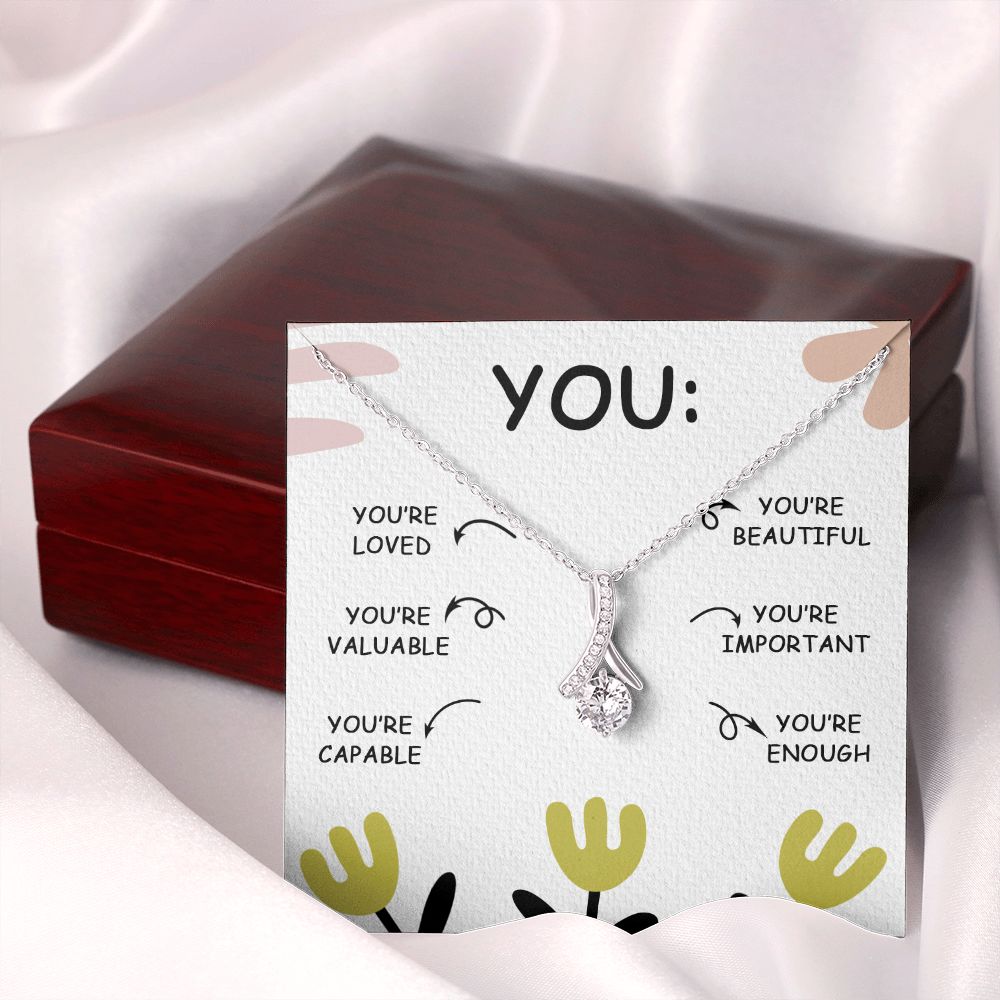 YOU'RE BEAUTIFUL, ALLURING BEAUTY NECKLACE, MOTIVATE YOUR LOVED ONES WITH THIS BEAUTIFUL MESSAGE CARD, UNIQUE GIFT FOR FRIENDS AND FAMILY