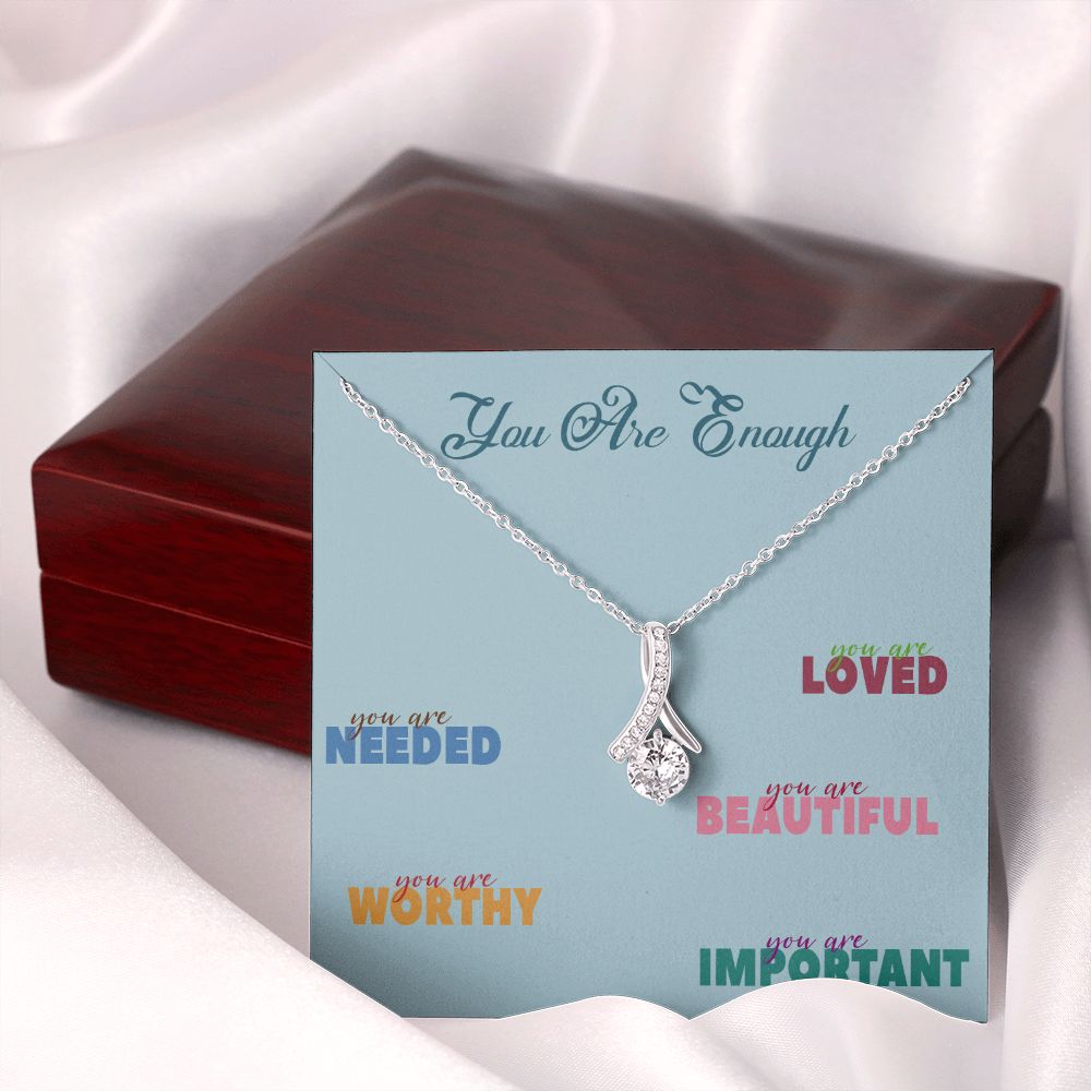 YOU ARE ENOUGH, ALLURING BEAUTY NECKLACE FOR FRIENDS AND FAMILY, BIRTHDAY GIFT FOR HER, MOTIVATE YOUR LOVED ONES WITH THIS BEAUTIFUL MESSAGE CARD