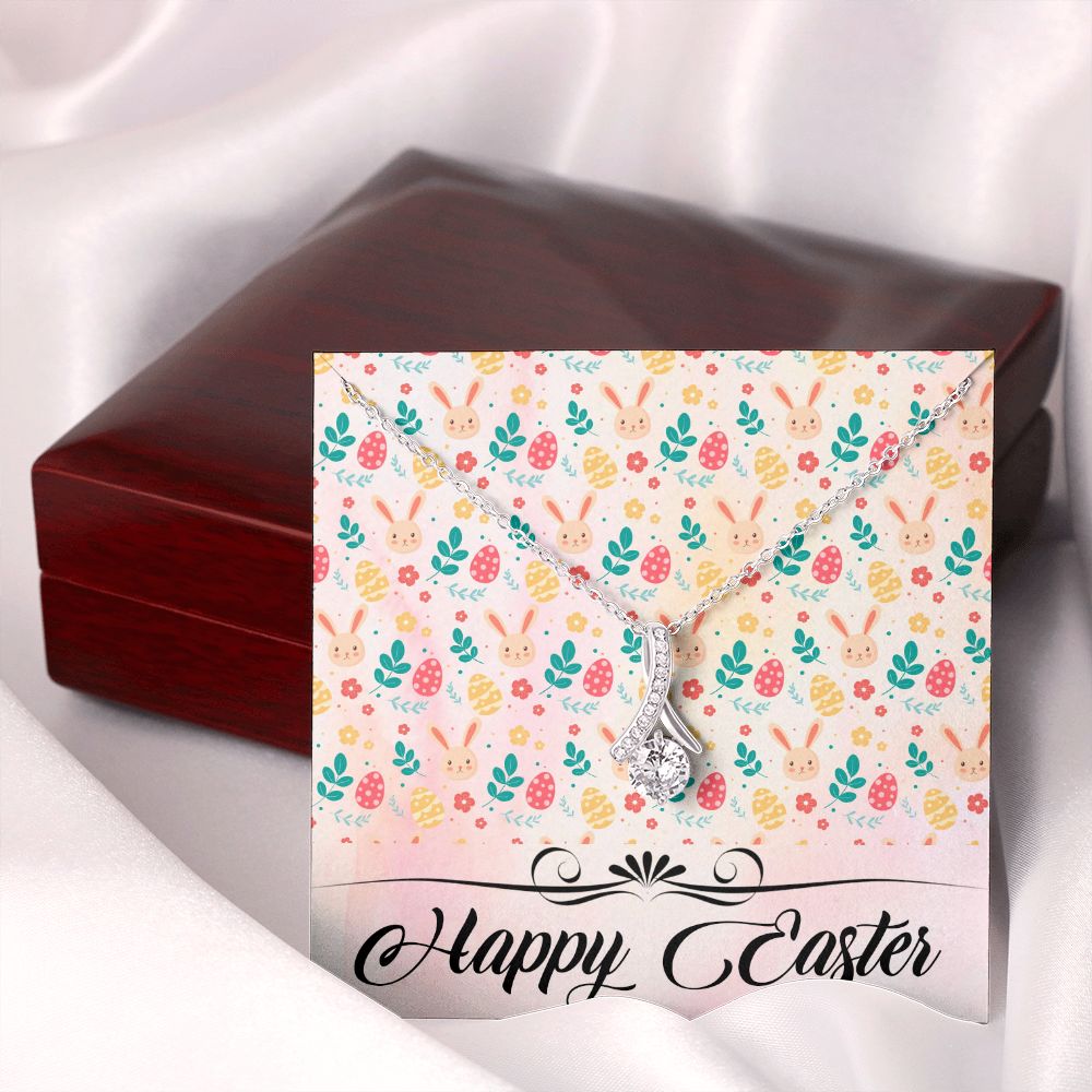 HAPPY EASTER, ALLURING BEAUTY NECKLACE WITH MESSAGE CARD, EASTER GIFT FOR DAUGHTER, GRANDKIDS, TODDLERS,SISTER