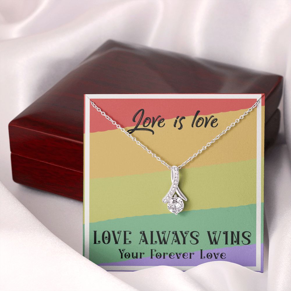LOVE IS LOVE, ALLURING BEAUTY NECKLACE FOR SOULMATE, FOR YOUR LGBTQ PARTNER, WITH MESSAGE CARD, PRIDE NECKLACE,