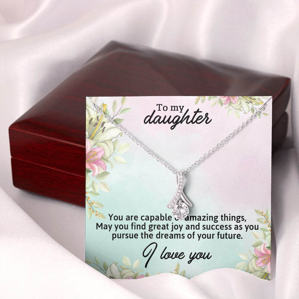 TO MY DAUGHTER, I LOVE YOU, LOVE KNOT NECKLACE WITH MESSAGE CARD, BIRTHDAY AND DAUGHTERS DAY GIFT FOR HER
