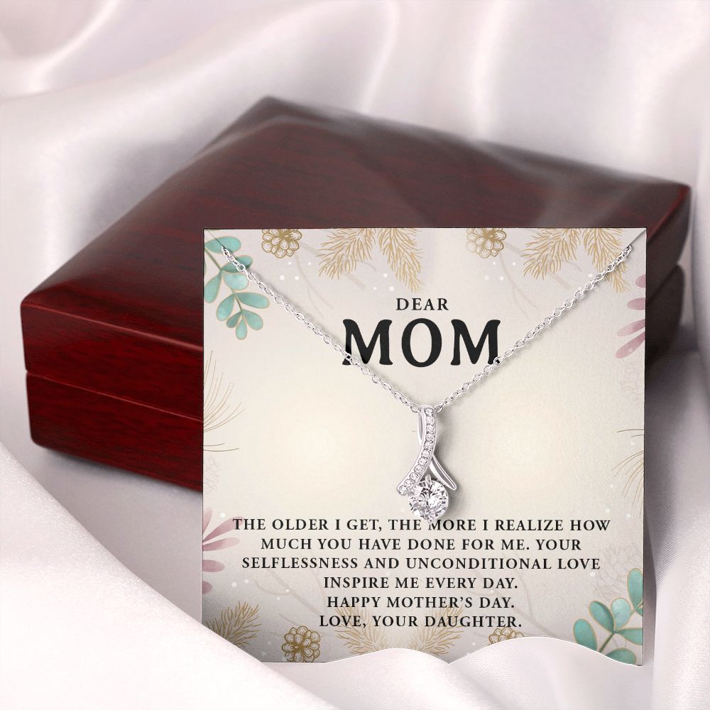 DEAR MOM, HAPPY MOTHERS DAY, ALLURING BEAUTY NECKLACE FOR MOM, NECKLACE WITH MESSAGE CARD, MOTHER'S DAY GIFT FOR HER, FROM DAUGHTER