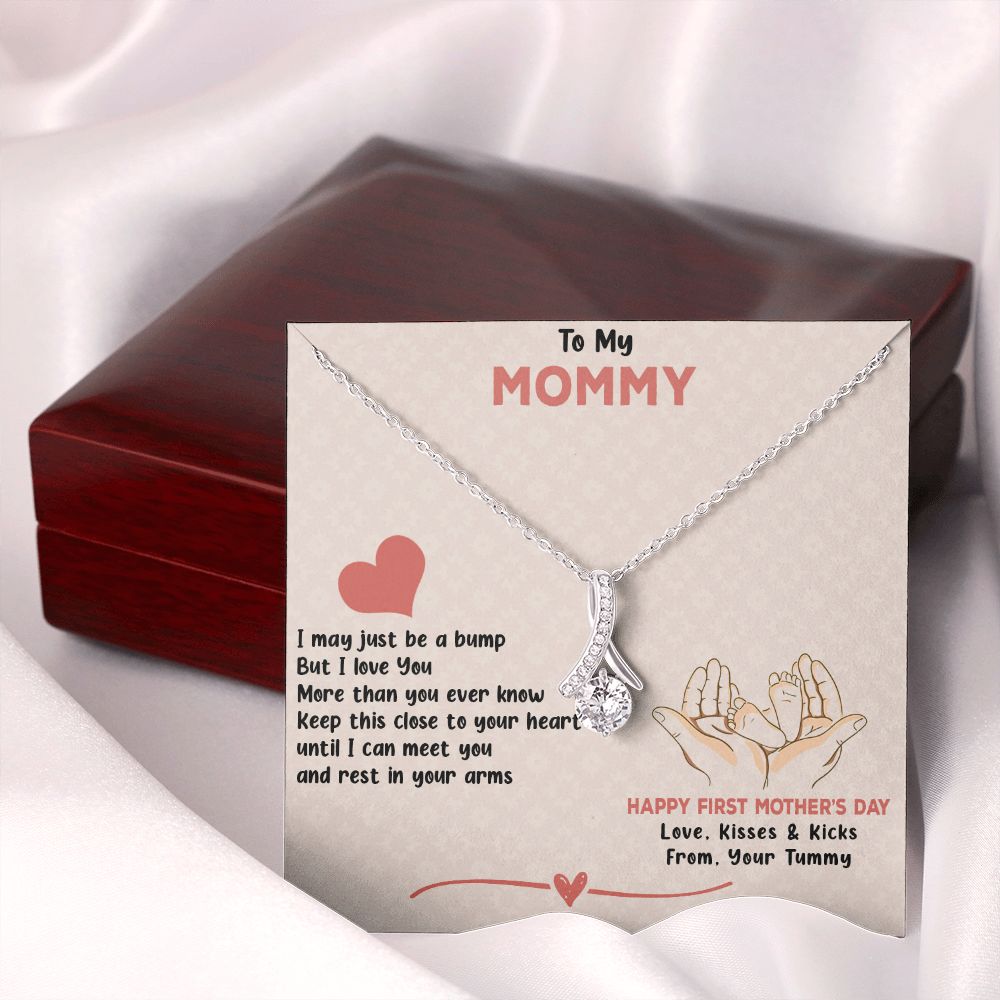 TO MY MOMMY, HAPPY FIRST MOTHERS DAY, ALLURING BEAUTY NECKLACE FOR MOM TO BE, NECKLACE WITH MESSAGE CARD, MOTHER'S DAY GIFT FOR HER
