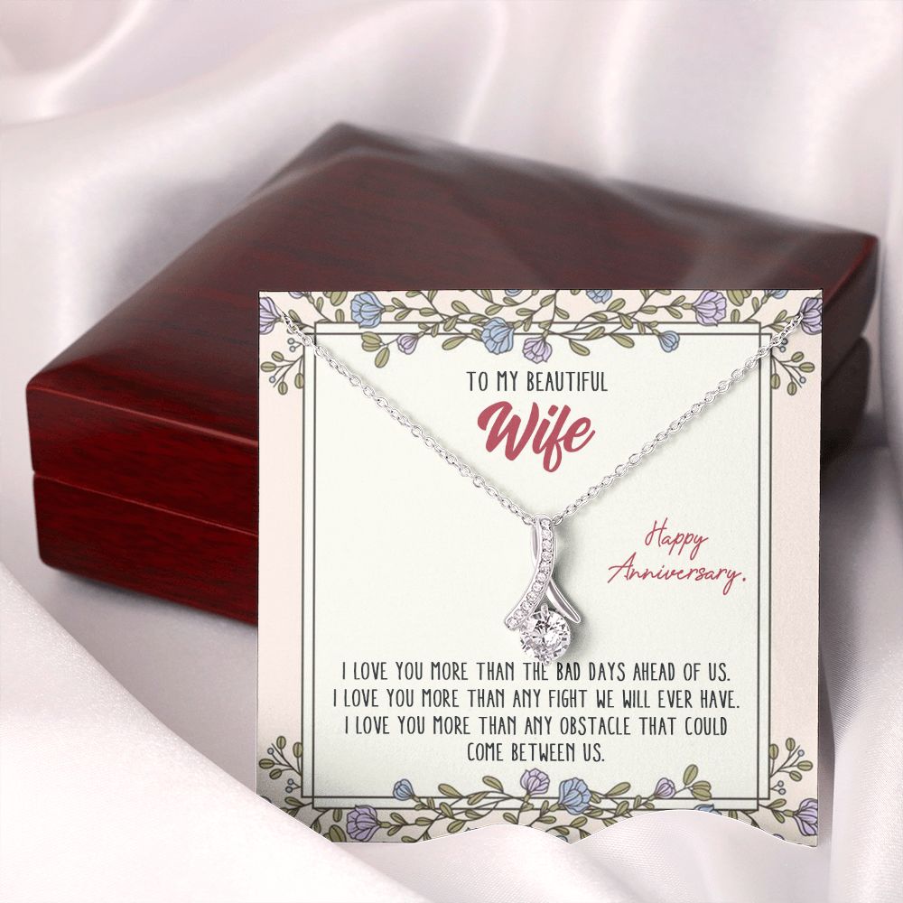 To My Anniversary Wife, Alluring Beauty Necklace, For Bride To Be, Necklace With Message Card, Gift For Her