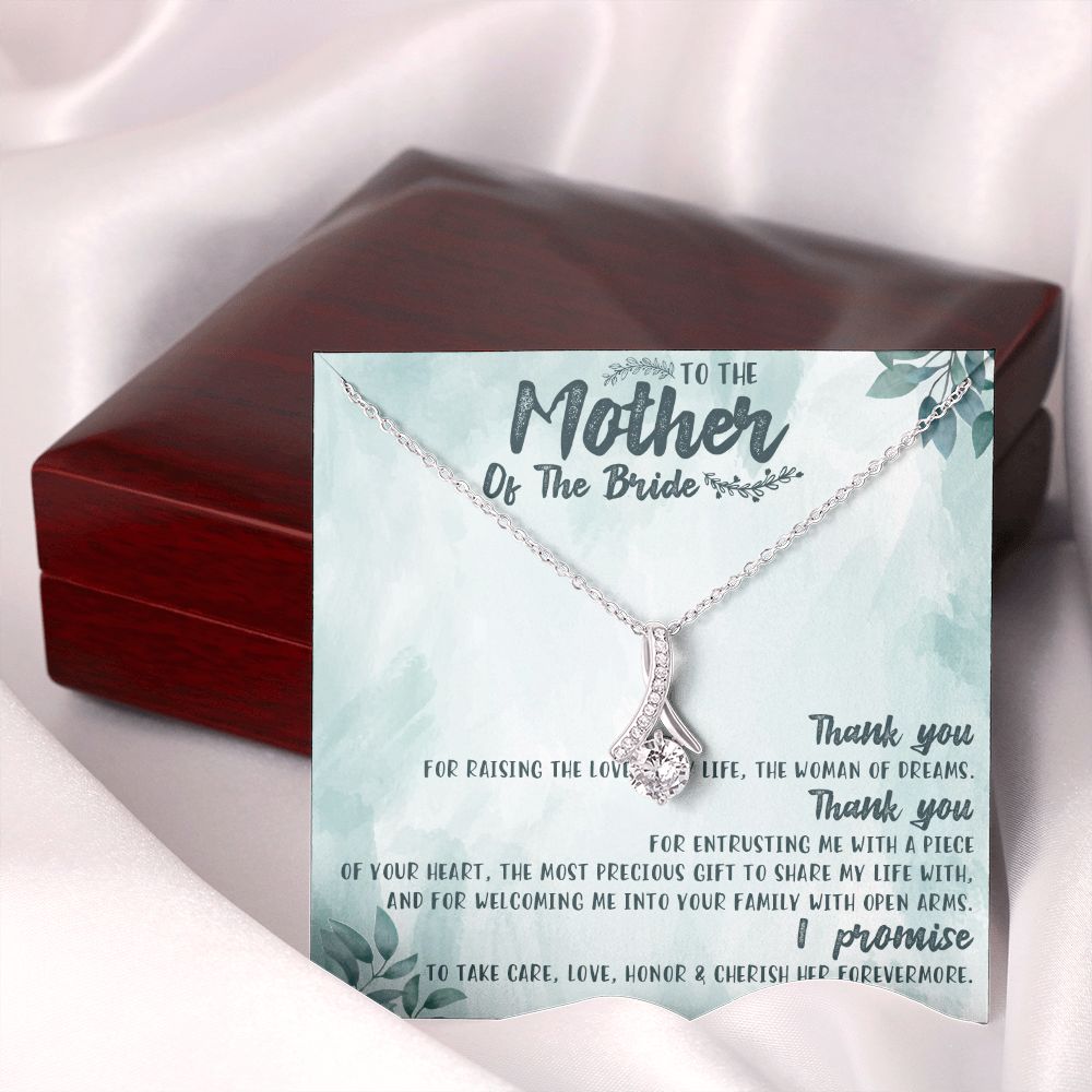 TO THE MOTHER OF THE BRIDE, ALLURING BEAUTY NECKLACE FOR MOM-IN-LAW, NECKLACE WITH MESSAGE CARD, BIRTHDAY, MOTHER'S DAY GIFT FOR HER