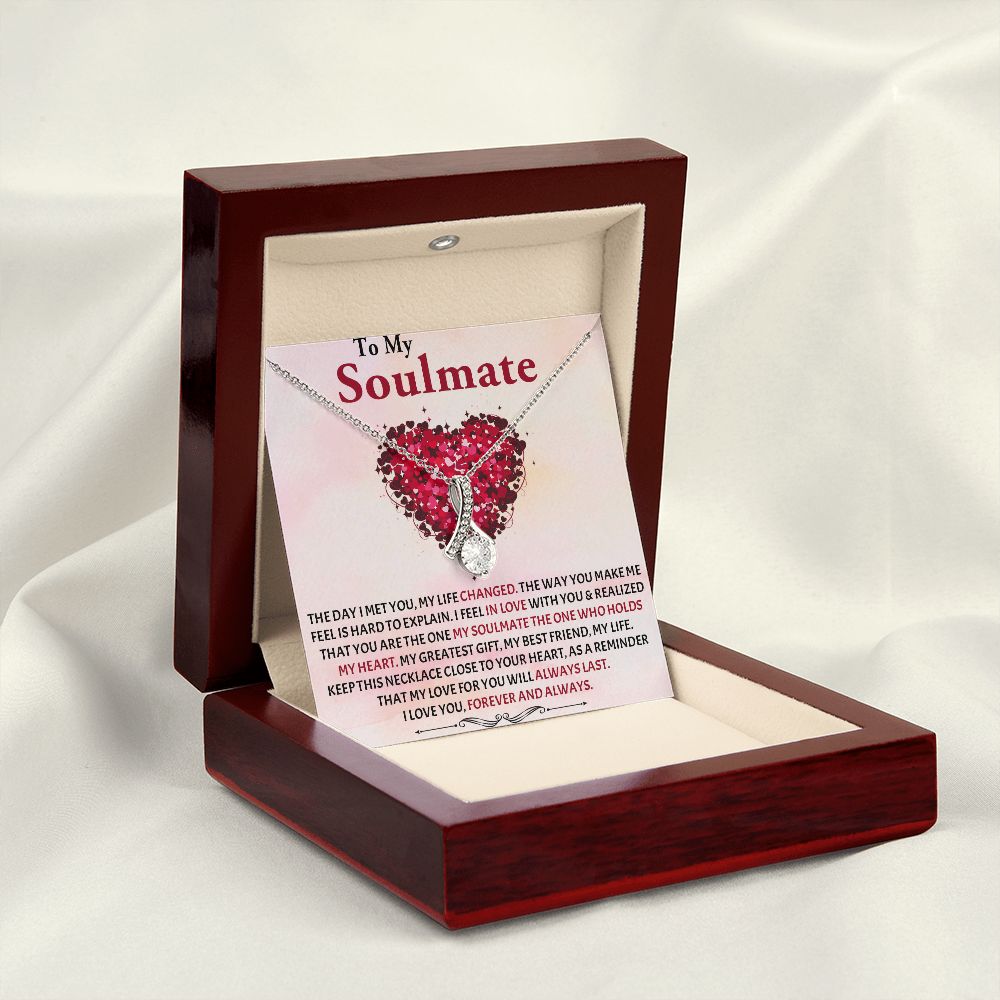 Alluring Beauty Necklace, To My Soulmate Necklace With Message Card, Birthday Gift For Her