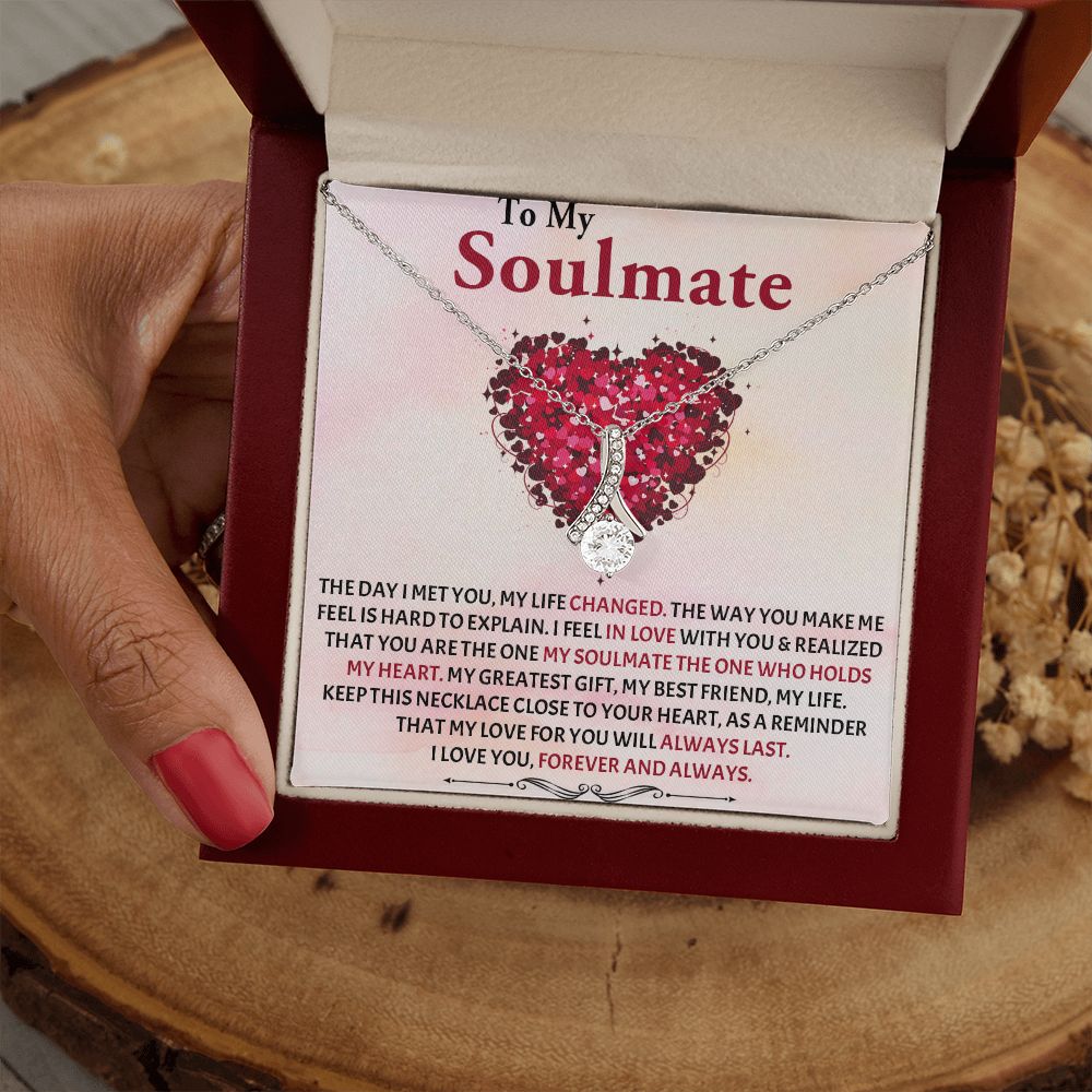 Alluring Beauty Necklace, To My Soulmate Necklace With Message Card, Birthday Gift For Her