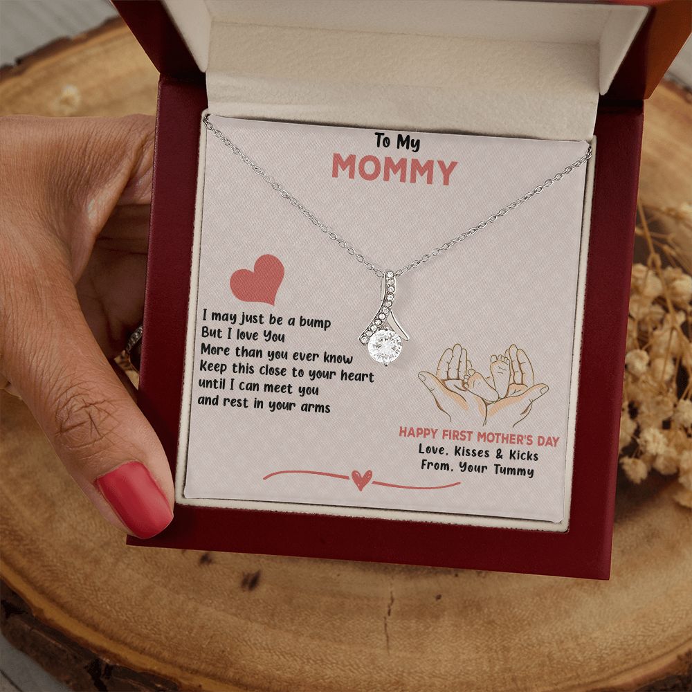 TO MY MOMMY, HAPPY FIRST MOTHERS DAY, ALLURING BEAUTY NECKLACE FOR MOM TO BE, NECKLACE WITH MESSAGE CARD, MOTHER'S DAY GIFT FOR HER