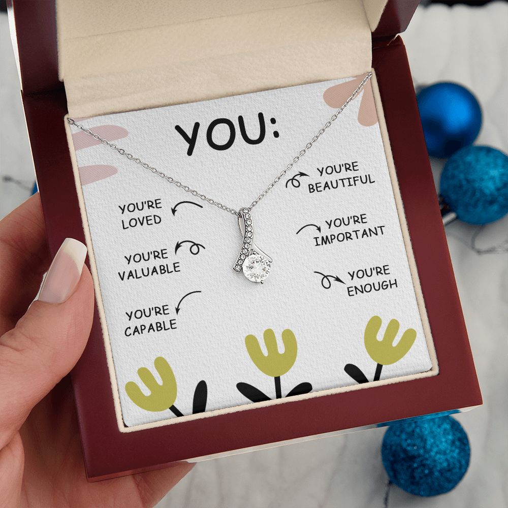 YOU'RE BEAUTIFUL, ALLURING BEAUTY NECKLACE, MOTIVATE YOUR LOVED ONES WITH THIS BEAUTIFUL MESSAGE CARD, UNIQUE GIFT FOR FRIENDS AND FAMILY