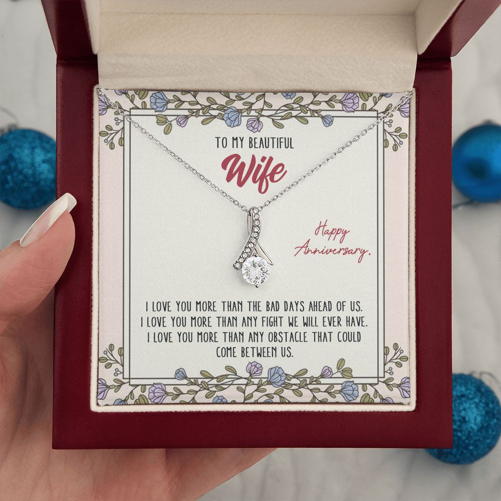 To My Anniversary Wife, Alluring Beauty Necklace, For Bride To Be, Necklace With Message Card, Gift For Her