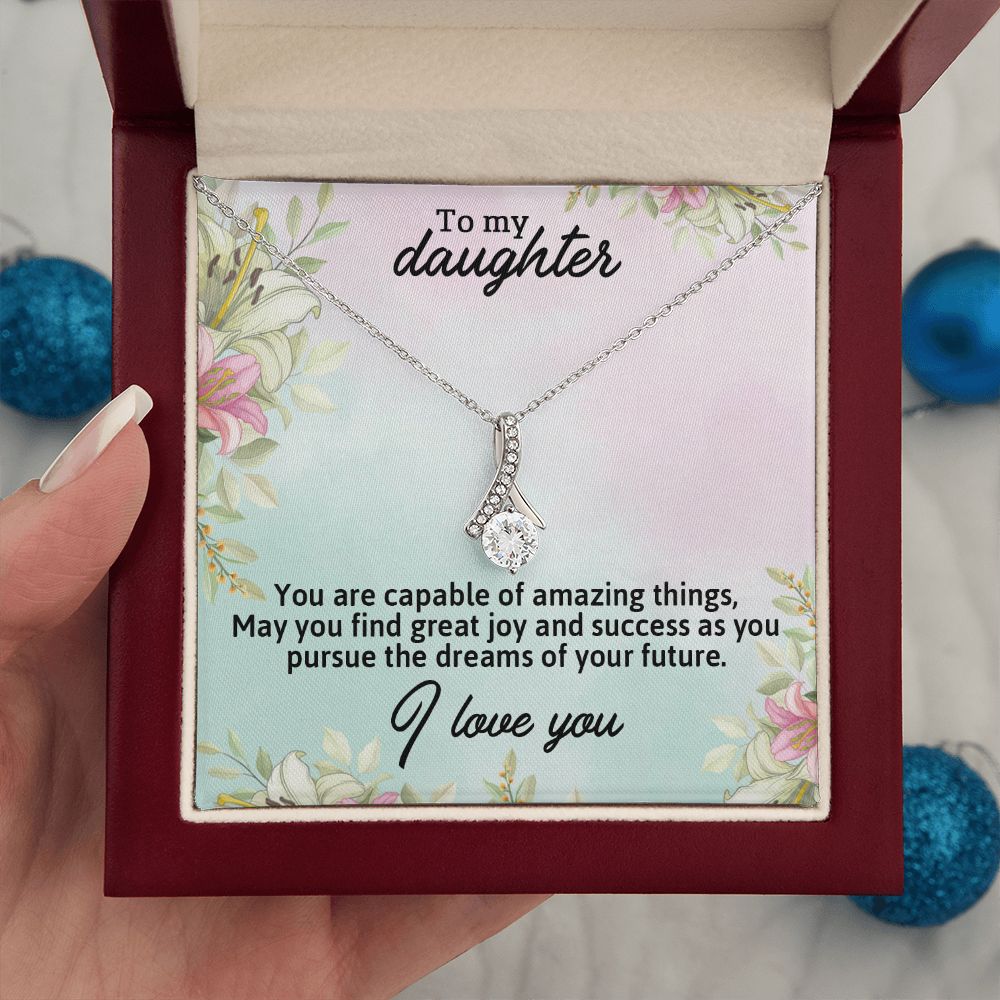 TO MY DAUGHTER, I LOVE YOU, LOVE KNOT NECKLACE WITH MESSAGE CARD, BIRTHDAY AND DAUGHTERS DAY GIFT FOR HER