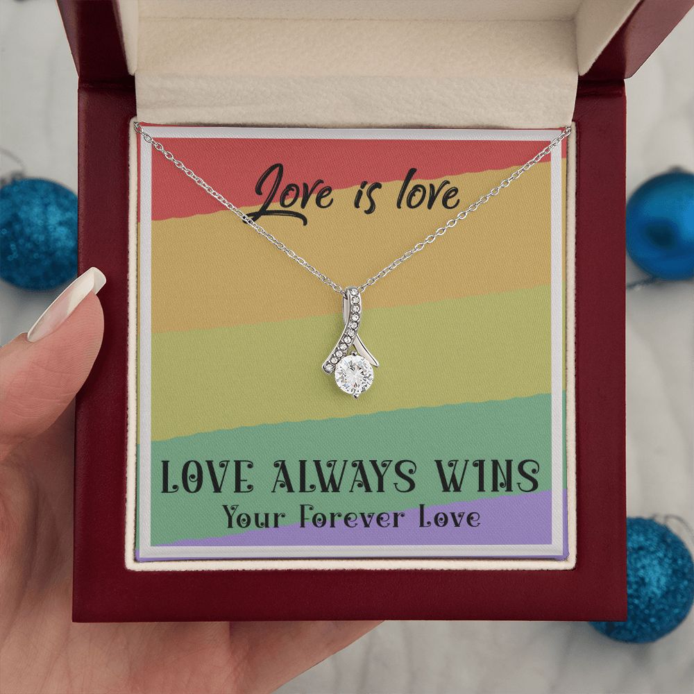 LOVE IS LOVE, ALLURING BEAUTY NECKLACE FOR SOULMATE, FOR YOUR LGBTQ PARTNER, WITH MESSAGE CARD, PRIDE NECKLACE,