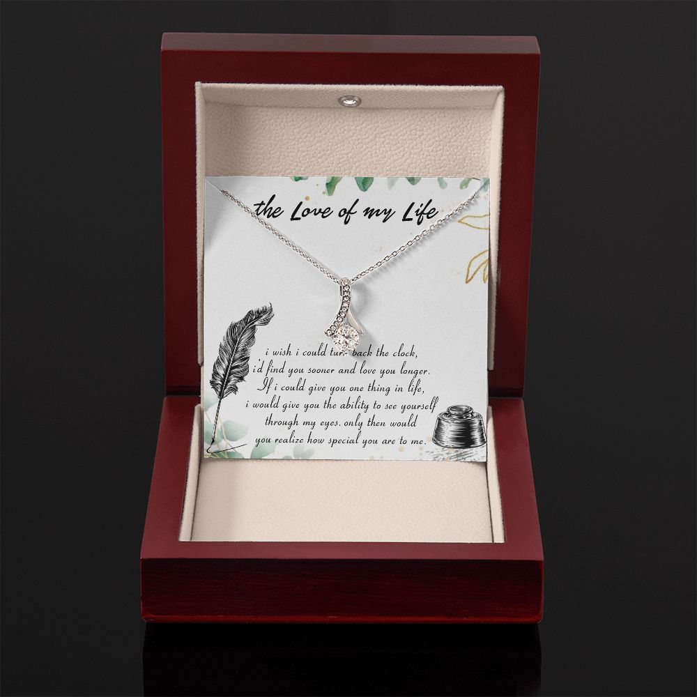 THE LOVE OF MY LIFE, SOULMATE NECKLACE WITH MESSAGE CARD, BIRTHDAY GIFT FOR HER