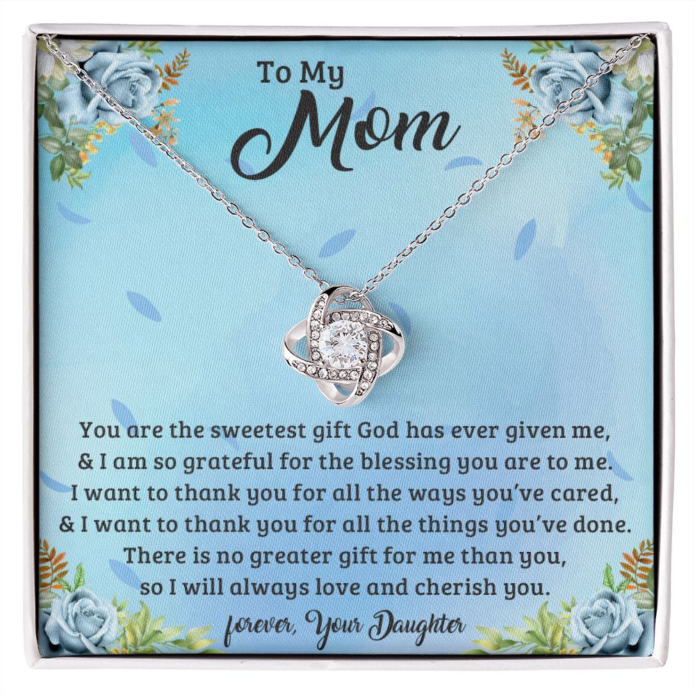 TO MY MOM LOVE KNOT NECKLACE FOR MOM, NECKLACE WITH MESSAGE CARD, BIRTHDAY, MOTHER'S DAY GIFT FOR HER