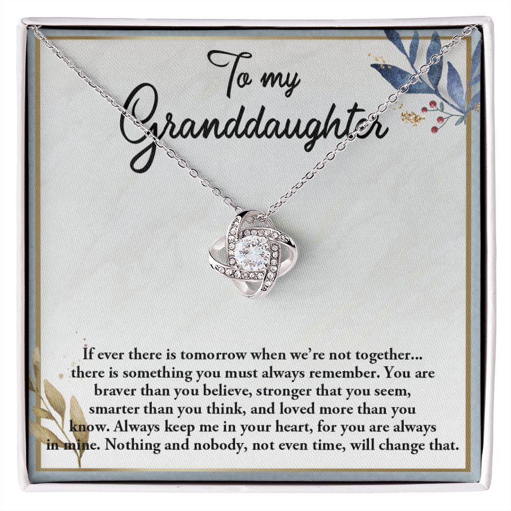 TO MY GRANDDAUGHTER, LOVE KNOT NECKLACE WITH MESSAGE CARD FOR GRANDDAUGHTER, BIRTHDAY GIFT FOR HER, FROM GRANDMA/GRANDPA