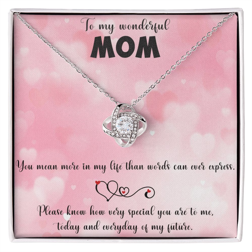 TO MY WONDERFUL MOM LOVE KNOT NECKLACE FOR MOM, NECKLACE WITH MESSAGE CARD, BIRTHDAY, MOTHER'S DAY GIFT FOR HER