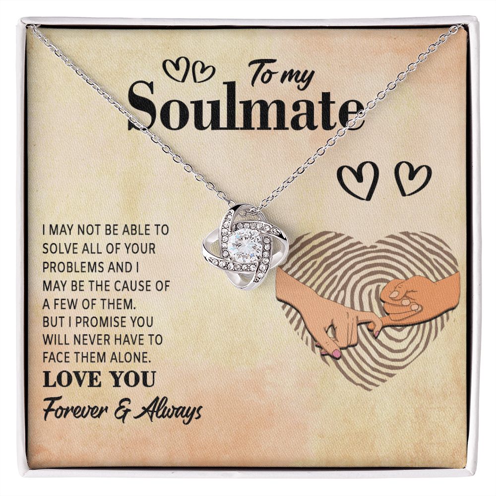 LOVE KNOT NECKLACE, FOR SOULMATE, FOREVER AND ALWAYS, BIRTHDAY GIFT FOR HER, NECKLACE WITH MESSAGE CARD