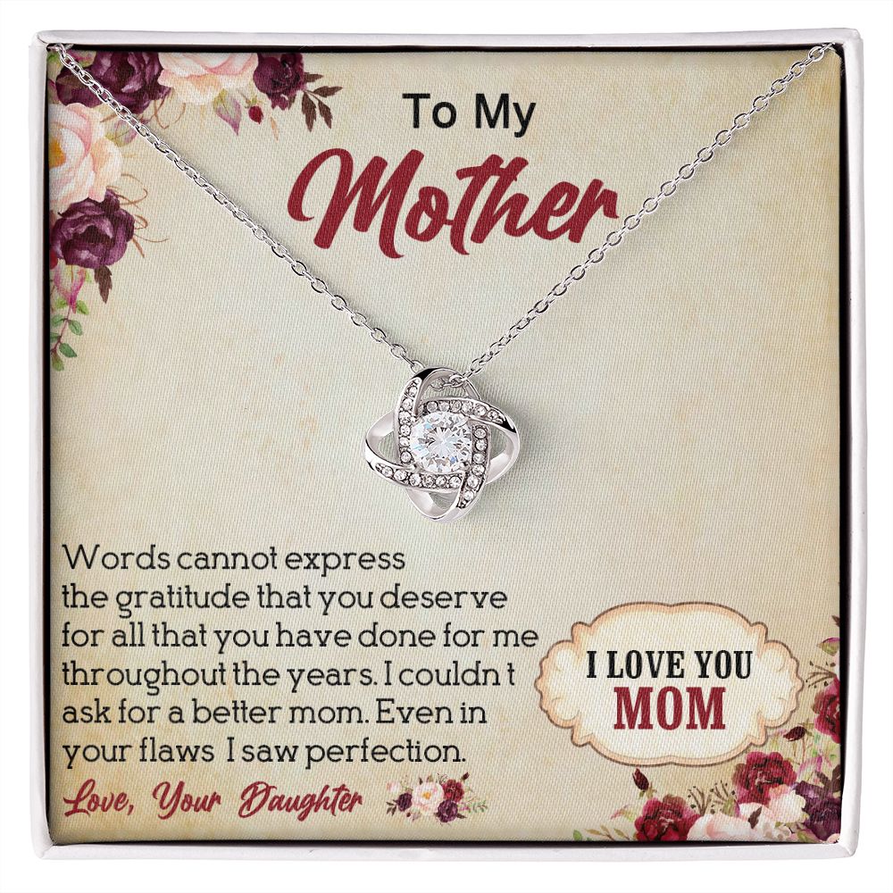 LOVE KNOT NECKLACE FOR MOM, NECKLACE WITH MESSAGE CARD, BIRTHDAY, MOTHER'S DAY GIFT FOR HER
