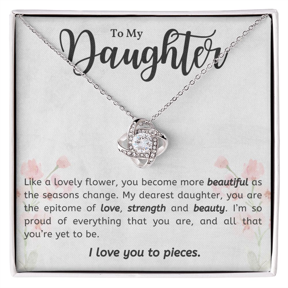 To My Daughter, I Love You, Love Knot Necklace With Message Card For Daughter, Birthday Gift For Her