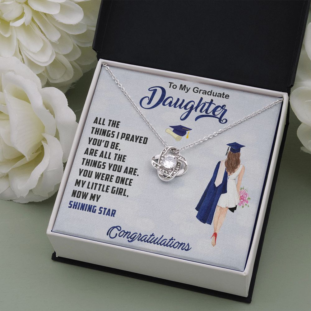 TO MY GRADUATE DAUGHTER, LOVE KNOT NECKLACE FOR DAUGHTER ON HER GRADUATION, FROM MOM/DAD, GRADUATION GIFT FOR HER
