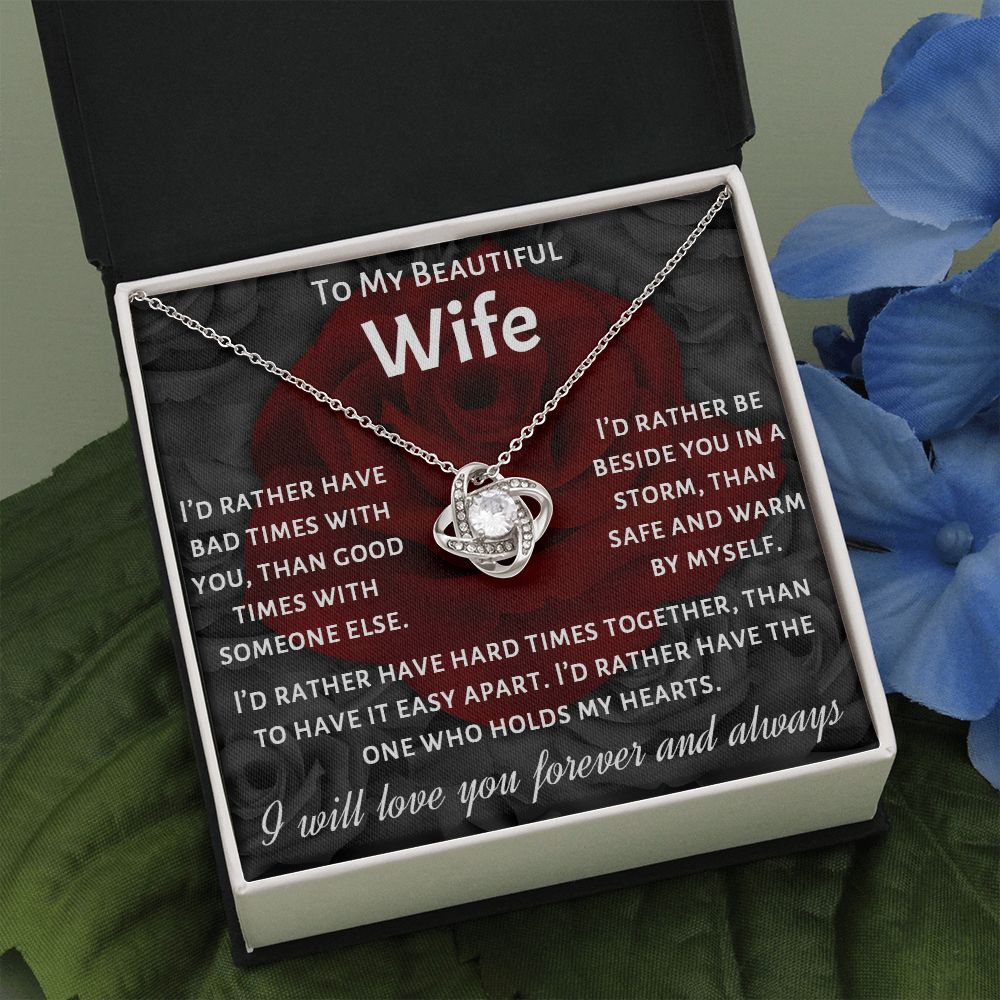 To My Beautiful Wife, I Will Love You Forever, Necklace For Wife With Message Card, Gift For Her