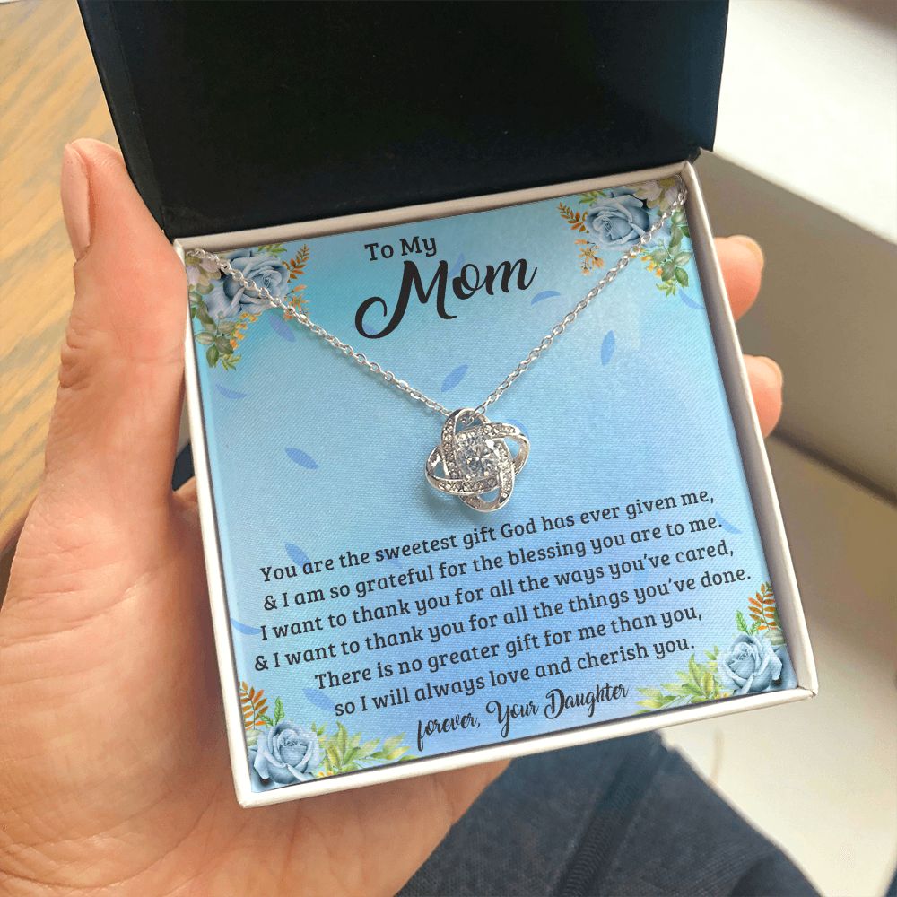 TO MY MOM LOVE KNOT NECKLACE FOR MOM, NECKLACE WITH MESSAGE CARD, BIRTHDAY, MOTHER'S DAY GIFT FOR HER