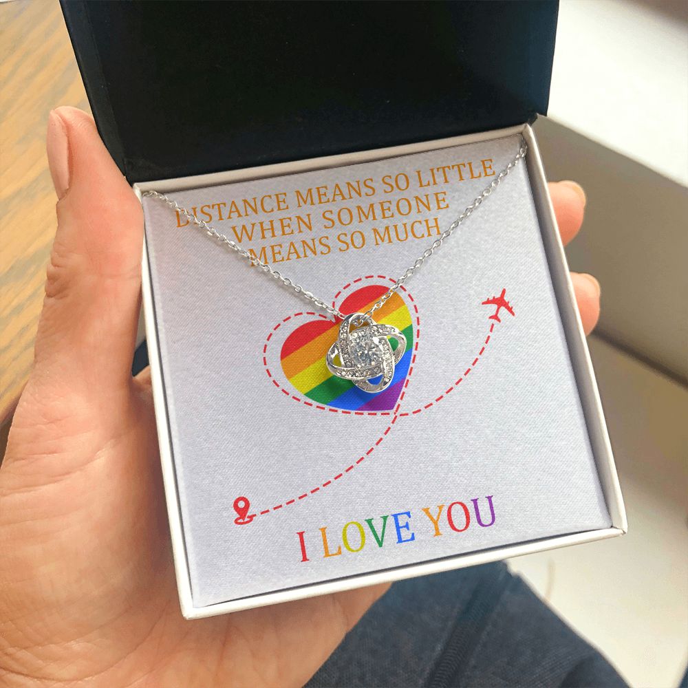I LOVE YOU, LOVE KNOT NECKLACE FOR SOULMATE, FOR YOUR LGBTQ PARTNER, WITH MESSAGE CARD, PRIDE NECKLACE,