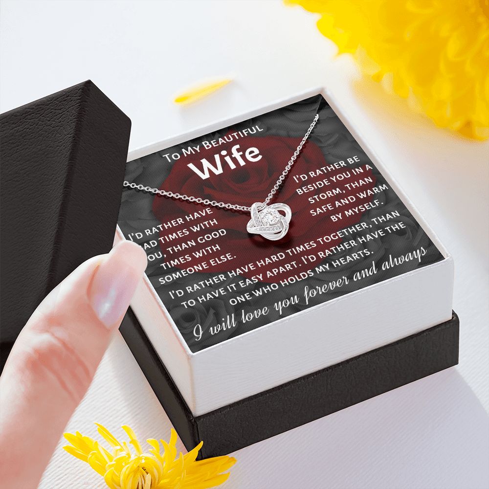To My Beautiful Wife, I Will Love You Forever, Necklace For Wife With Message Card, Gift For Her