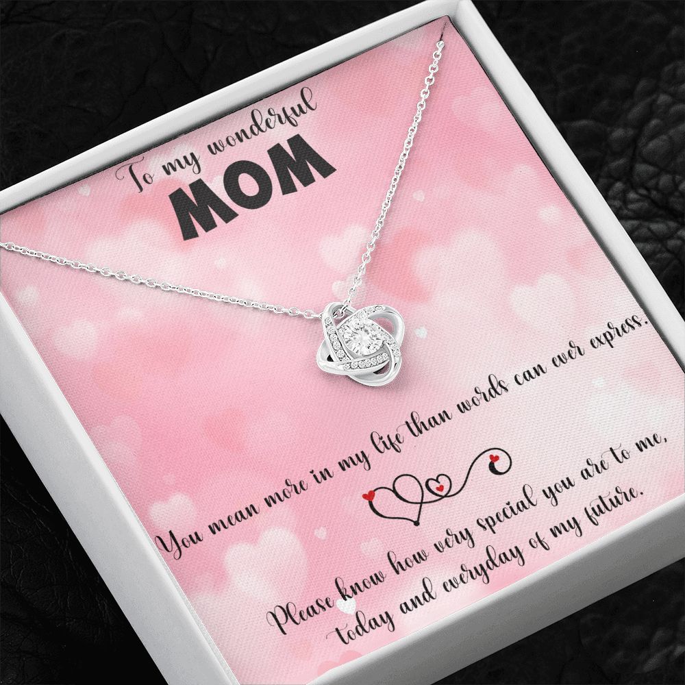 TO MY WONDERFUL MOM LOVE KNOT NECKLACE FOR MOM, NECKLACE WITH MESSAGE CARD, BIRTHDAY, MOTHER'S DAY GIFT FOR HER