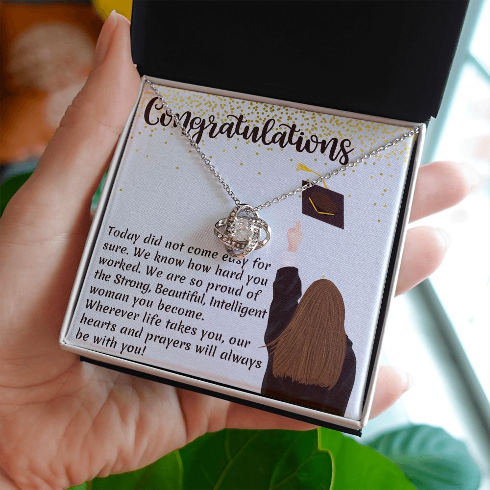 CONGRATULATION, LOVE KNOT NECKLACE FOR GRADUATION, CONGRATULATION GIFT FOR DAUGHTER/GRANDDAUGHTER/SISTER, GRADUATION GIFT FOR HER