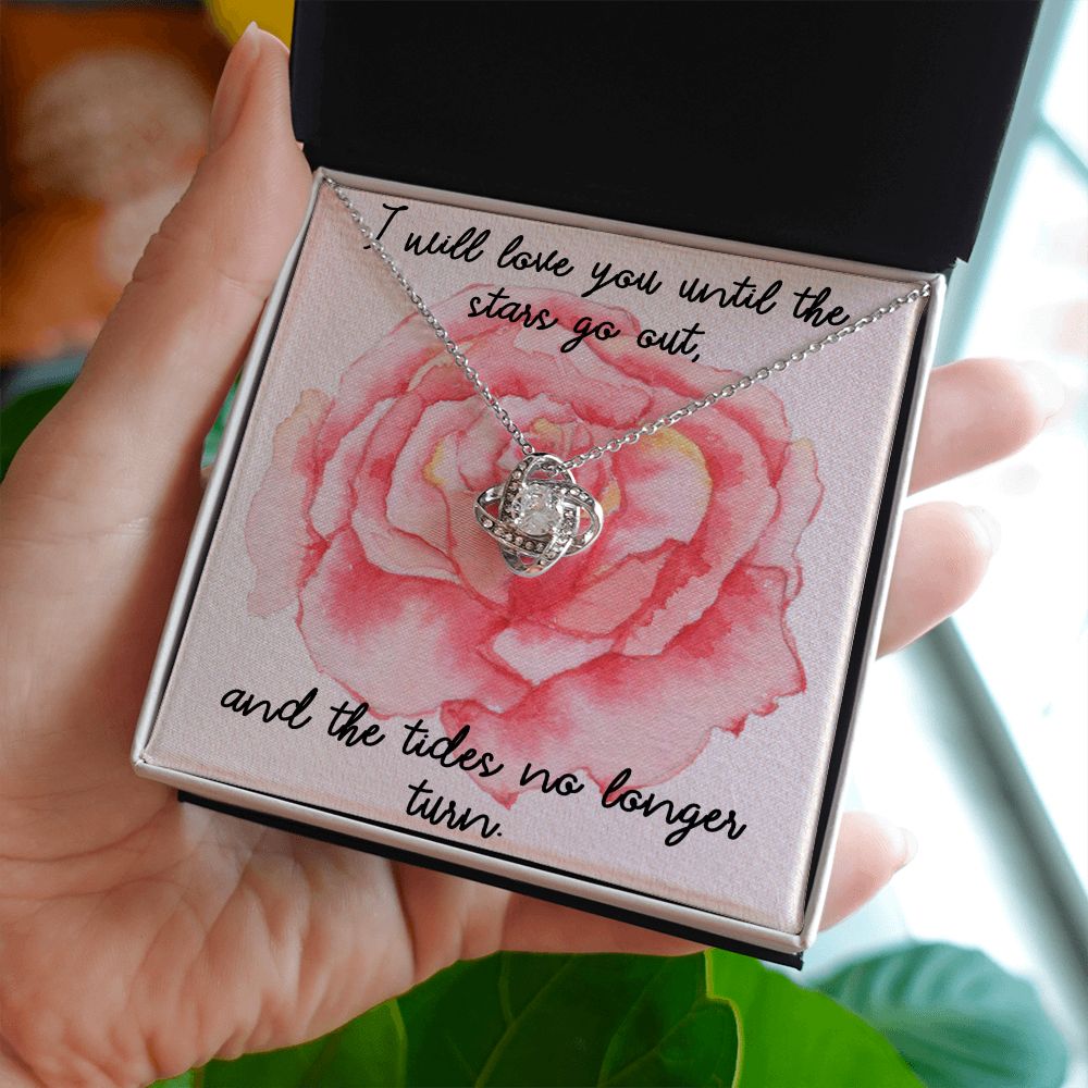 I LOVE YOU, LOVE KNOT NECKLACE, FOR SOULMATE, BIRTHDAY, GIFT FOR HER, NECKLACE WITH MESSAGE CARD