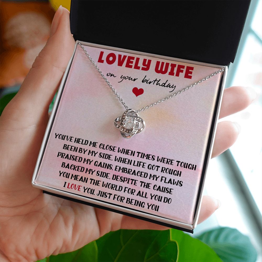 Lovely Wife On Your Birthday, Necklace For Wife With Message Card, Gift For Her