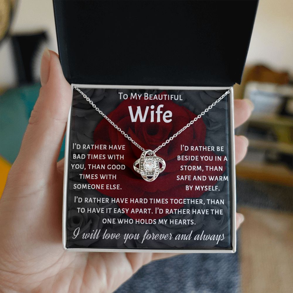 To My Beautiful Wife, I Will Love You Forever, Necklace For Wife With Message Card, Gift For Her
