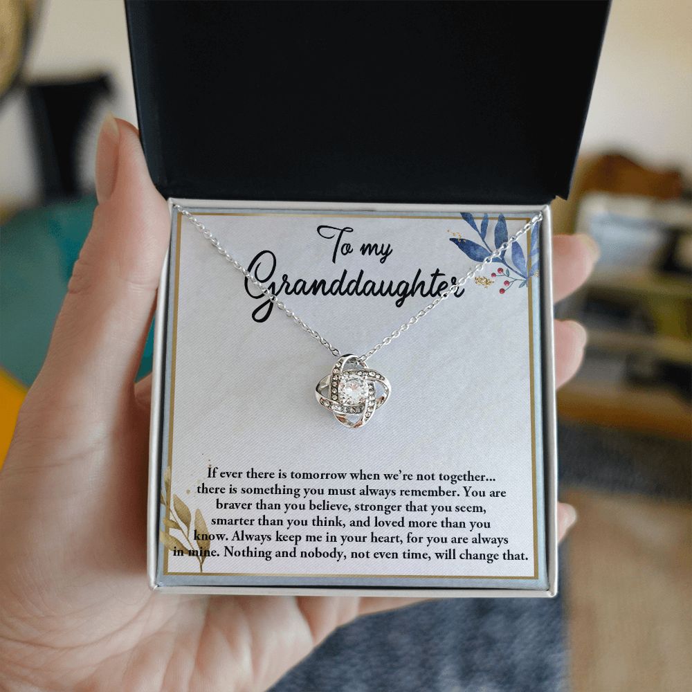 TO MY GRANDDAUGHTER, LOVE KNOT NECKLACE WITH MESSAGE CARD FOR GRANDDAUGHTER, BIRTHDAY GIFT FOR HER, FROM GRANDMA/GRANDPA