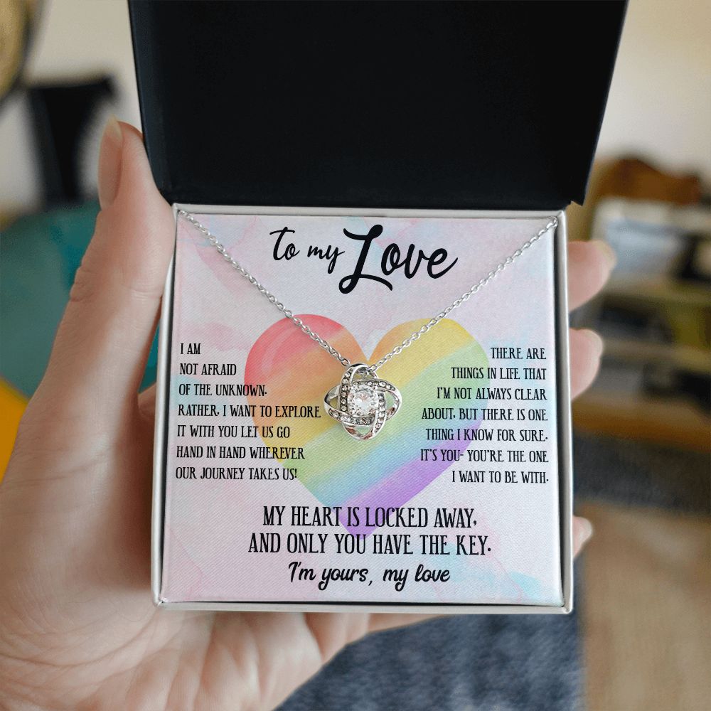TO MY LOVE, LOVE KNOT NECKLACE FOR SOULMATE, FOR YOUR LGBTQ PARTNER, WITH MESSAGE CARD, PRIDE NECKLACE,