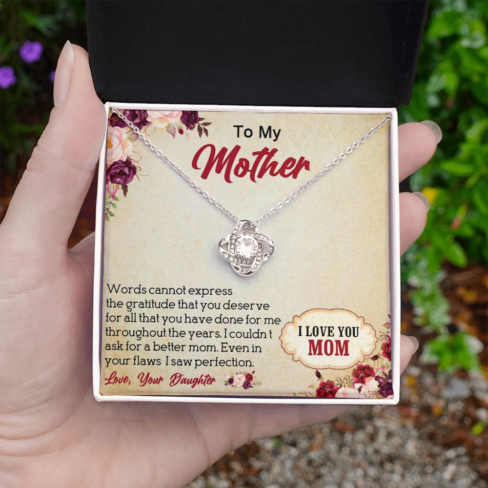 LOVE KNOT NECKLACE FOR MOM, NECKLACE WITH MESSAGE CARD, BIRTHDAY, MOTHER'S DAY GIFT FOR HER