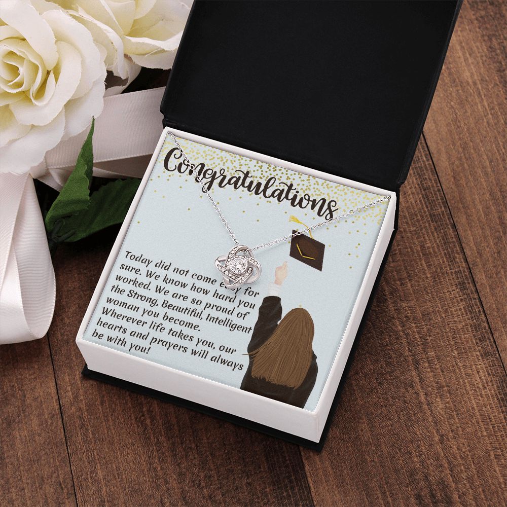 CONGRATULATION, LOVE KNOT NECKLACE FOR GRADUATION, CONGRATULATION GIFT FOR DAUGHTER/GRANDDAUGHTER/SISTER, GRADUATION GIFT FOR HER