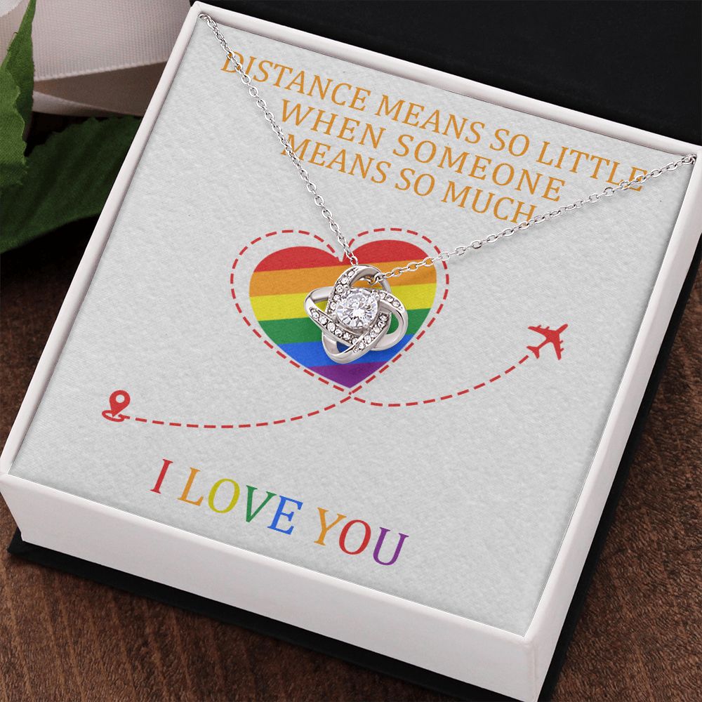 I LOVE YOU, LOVE KNOT NECKLACE FOR SOULMATE, FOR YOUR LGBTQ PARTNER, WITH MESSAGE CARD, PRIDE NECKLACE,